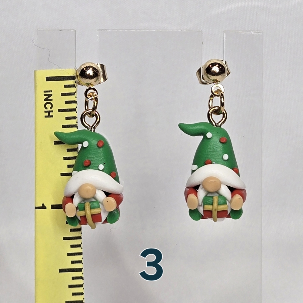 Festive Gnome Earrings with Red and Green Accents